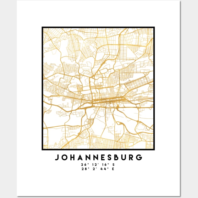 JOHANNESBURG SOUTH AFRICA CITY STREET MAP ART Wall Art by deificusArt